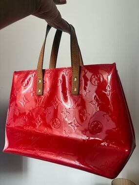 Authentic Louis Vuitton Red Vernis Reade Tote Bag